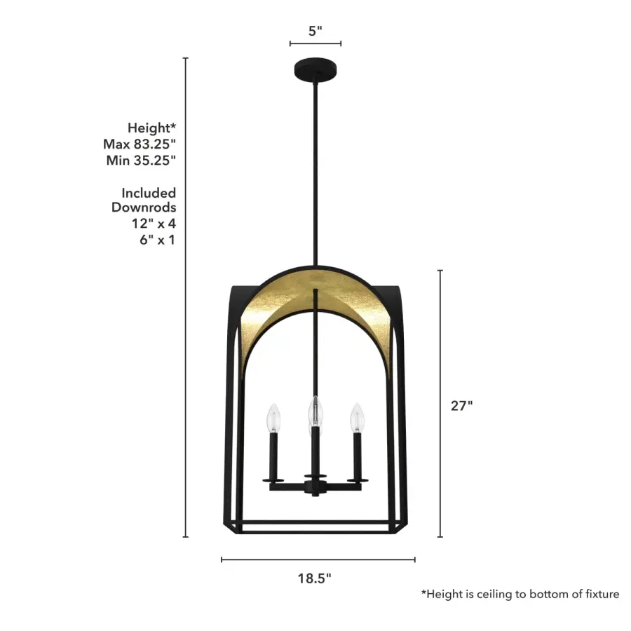 Dukestown Four Light Pendant in Natural Black Iron - Image 4