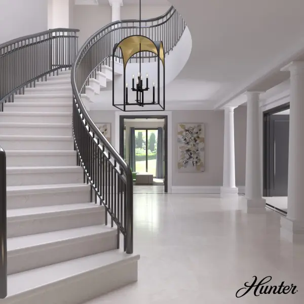 The Dukestown pendant delivers dramatic impact with eight candelabra bulbs arranged in two cascading tiers within an arched open-cage design. Its natural black iron finish and substantial 22.75-inch width make it ideal for foyers and dining spaces seeking bold, industrial-inspired lighting. - alternate view