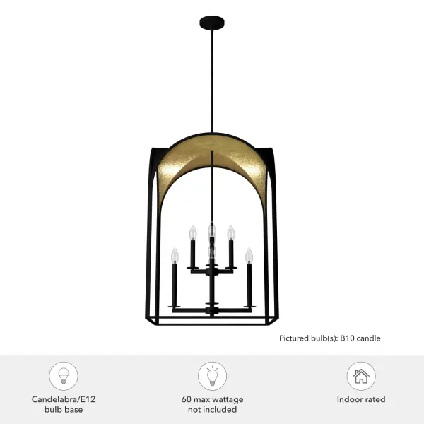 Dukestown Eight Light Pendant in Natural Black Iron - Image 3