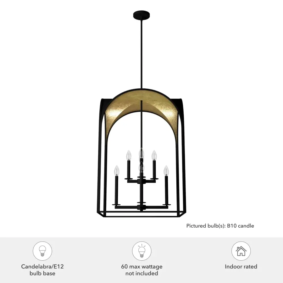 Dukestown Eight Light Pendant in Natural Black Iron - Image 3
