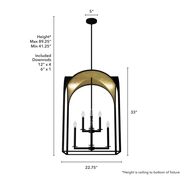 Dukestown Eight Light Pendant in Natural Black Iron - Image 4