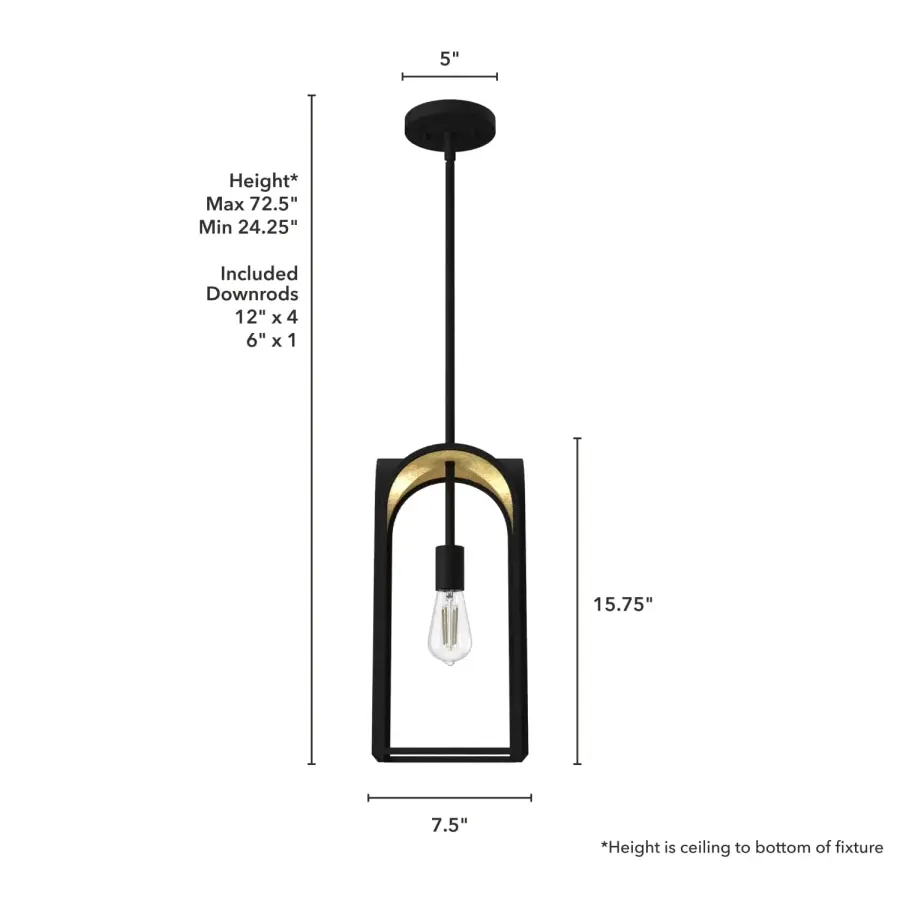 Dukestown One Light Pendant in Natural Black Iron - Image 7