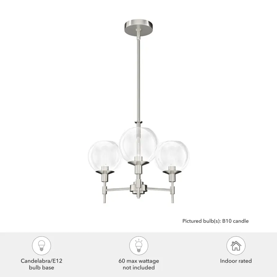 Xidane Three Light Chandelier in Brushed Nickel - Image 6