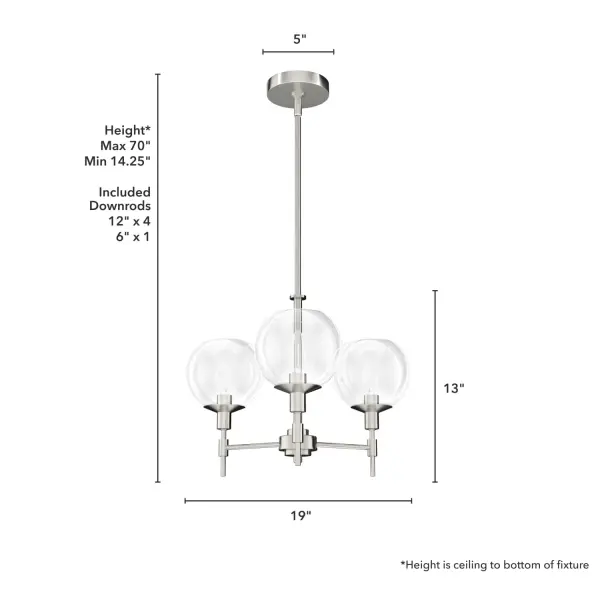 Xidane Three Light Chandelier in Brushed Nickel - Image 8