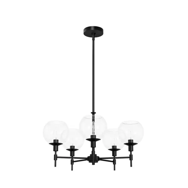 Decisions. Decisions. The stunning look and versatility of the Xidane chandelier will make it hard to choose for just one room. The brilliant glow from this enchanting light with glass orbs atop beautifully sculpted metal is a fantastic addition to your bedroom, living room, and many other rooms in your home. Don't worry. You don't have to choose only one, you can decorate your whole house with the Xidane collection. Rated for indoor use only Requires 5 E12 bulbs. Bulbs not included. MADE FOR INDOORS: For use in indoor spaces like kitchens, bedrooms, living rooms, dining rooms, and entryways. BULB RECOMMENDATION: Maximum 60 W per light bulb or equivalent LED bulb. Bulbs not included. PICTURED HERE: Match our image using B10 Candle light bulbs. CUSTOMIZABLE HANGING OPTIONS: With the minimum required downrod, the hanging length is 26.75 inches. When using all of the included downrod, the maximum hanging length is 74.75 inches. WARRANTY: One-year limited warranty backed by the trusted experts at Hunter.