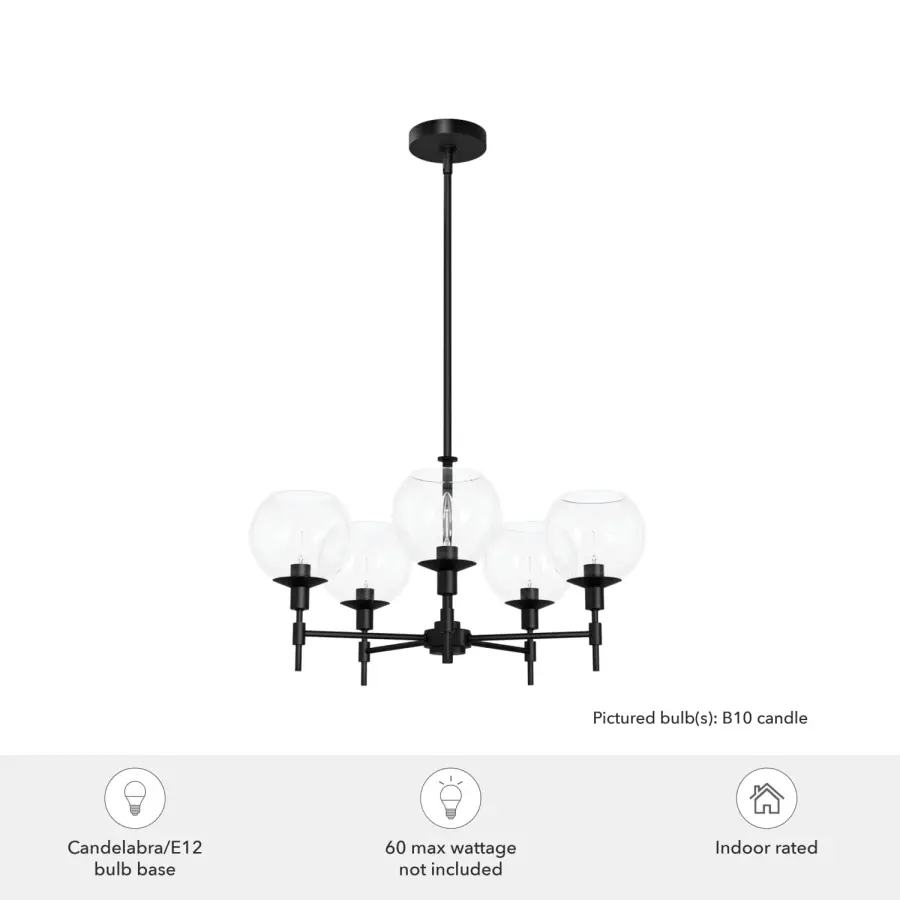 Xidane Five Light Chandelier in Matte Black - Image 7