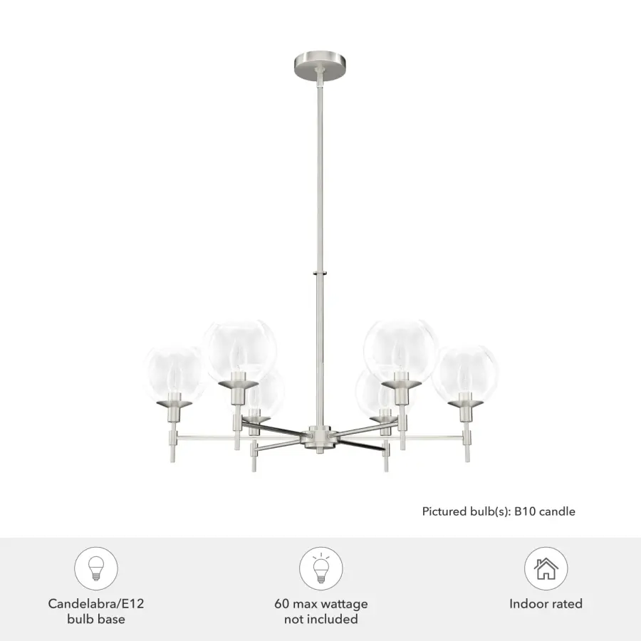 Xidane 6-Light Chandelier in Brushed Nickel - Image 6