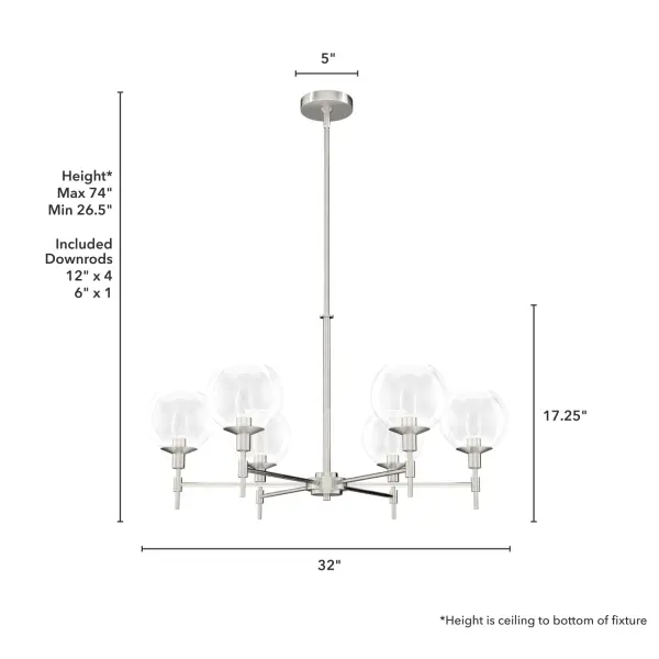Xidane 6-Light Chandelier in Brushed Nickel - Image 8