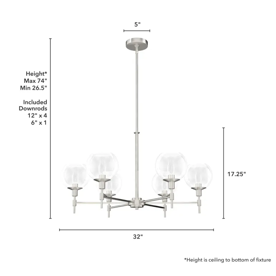 Xidane 6-Light Chandelier in Brushed Nickel - Image 8