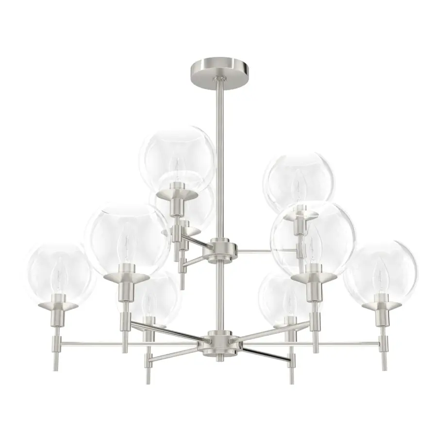Xidane Nine Light Chandelier in Brushed Nickel - Image 14