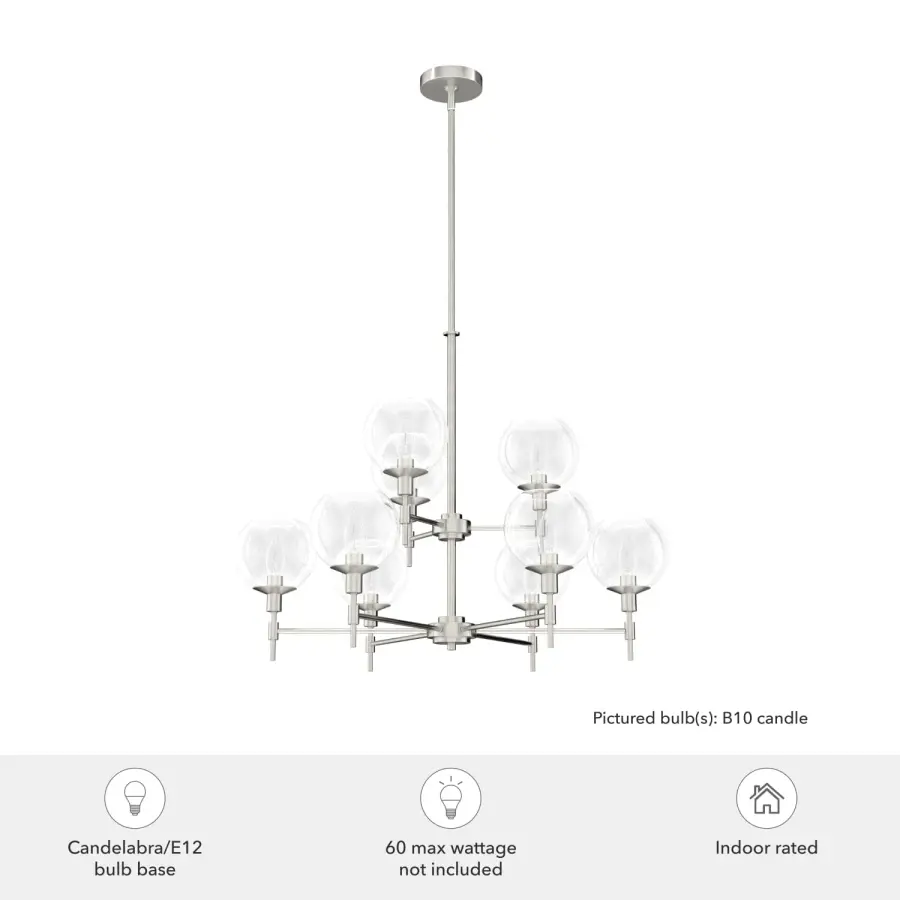 Xidane Nine Light Chandelier in Brushed Nickel - Image 5