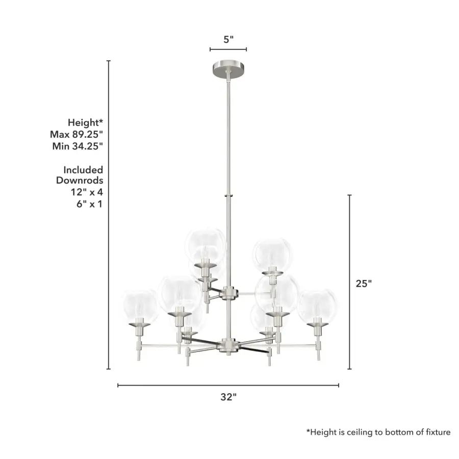 Xidane Nine Light Chandelier in Brushed Nickel - Image 7