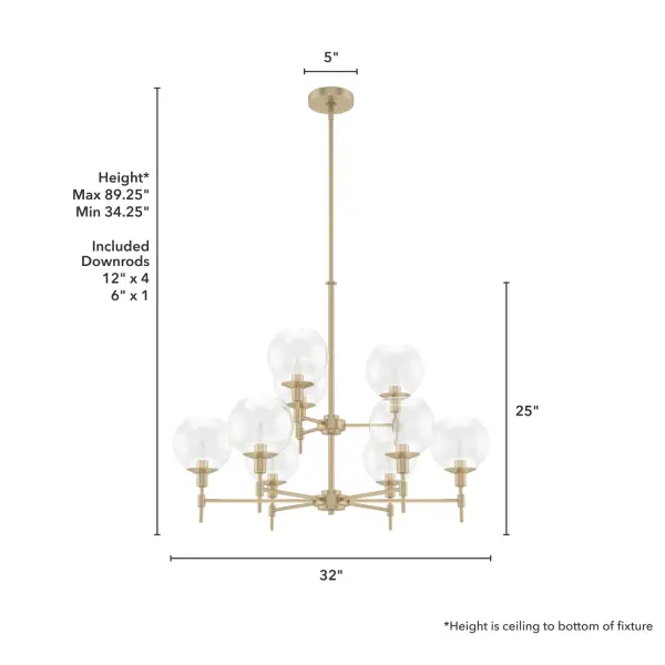 Xidane Nine Light Chandelier in Brushed Nickel - Image 8