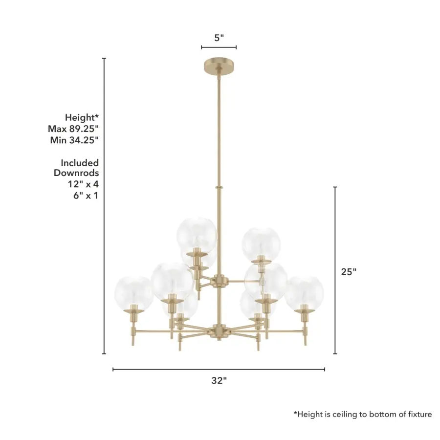 Xidane Nine Light Chandelier in Brushed Nickel - Image 8