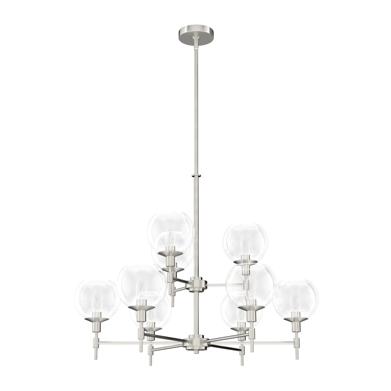 Xidane Nine Light Chandelier in Brushed Nickel