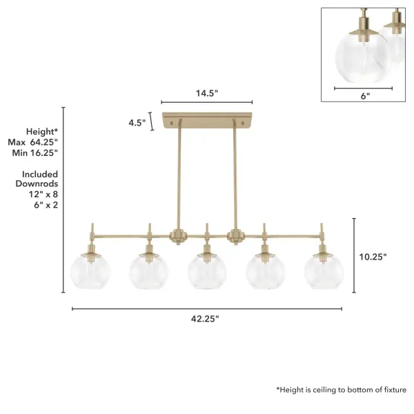 Xidane Five Light Linear Chandelier in Brushed Nickel - Image 12