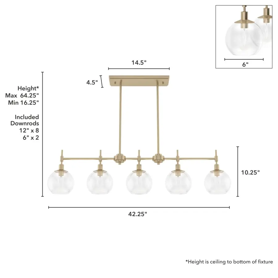 Xidane Five Light Linear Chandelier in Brushed Nickel - Image 12