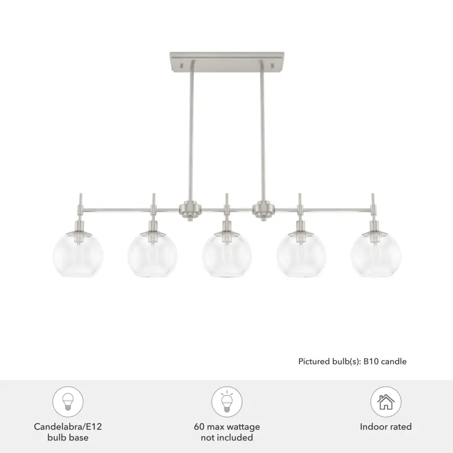 Xidane Five Light Linear Chandelier in Brushed Nickel - Image 7