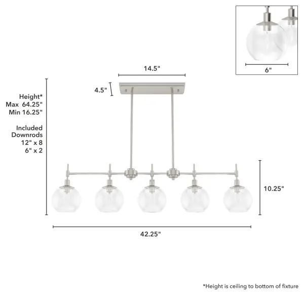 Xidane Five Light Linear Chandelier in Brushed Nickel - Image 10