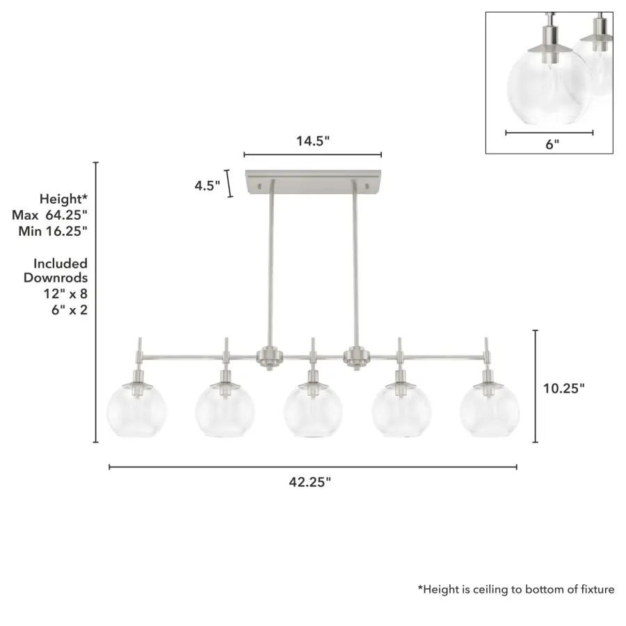 Xidane Five Light Linear Chandelier in Brushed Nickel - Image 10