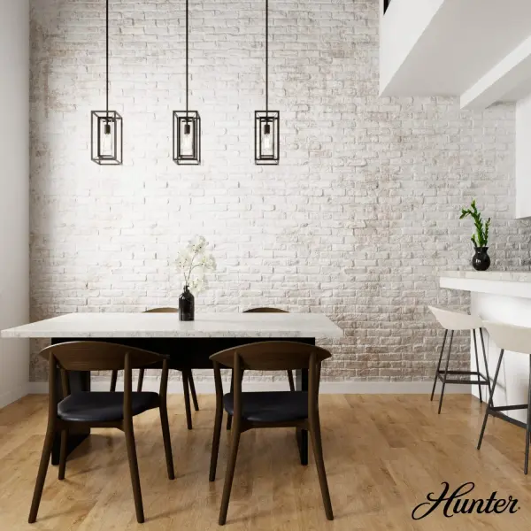 The charming and petite size of the Doherty mini pendant makes it perfect for any space. Add a few in a cluster over your dining space, or a line over your island, and elevate your modern aesthetic to the next level. Finish your design with other lights in the Doherty collection for a cohesive look throughout your home and tell a friend. Rated for indoor use only Requires 1 E26 bulbs. Bulbs not included. MADE FOR INDOORS: For use in indoor spaces like kitchens, bedrooms, living rooms, dining rooms, and entryways. BULB RECOMMENDATION: Maximum 60 W per light bulb or equivalent LED bulb. Bulbs not included. PICTURED HERE: Match our image using ST64 Edison light bulbs. CUSTOMIZABLE HANGING OPTIONS: With the minimum required downrod, the hanging length is 20 inches. When using all of the included downrod, the maximum hanging length is 68.25 inches. WARRANTY: One-year limited warranty backed by the trusted experts at Hunter. - alternate view