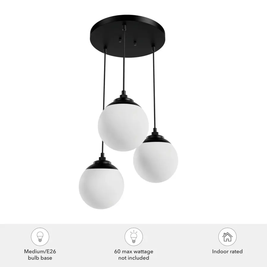 Hepburn Three Light Pendant in Matte Black - Image 3