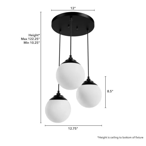 Hepburn Three Light Pendant in Matte Black - Image 4