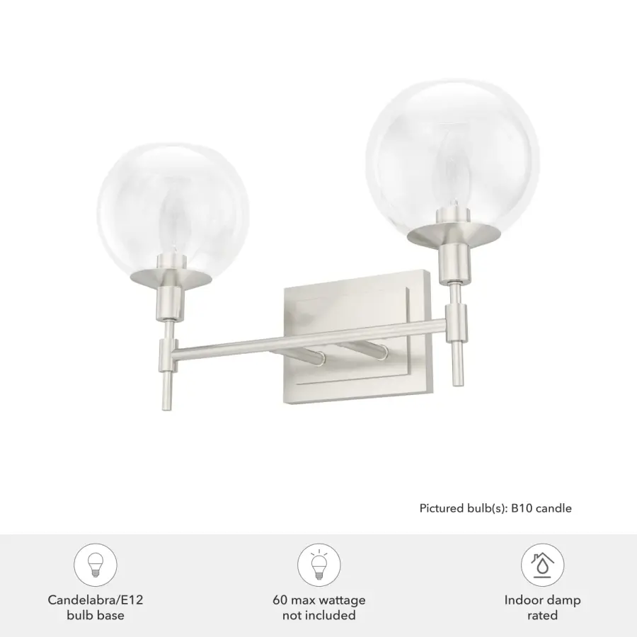 Xidane Two Light Bathroom Vanity in Brushed Nickel - Image 5