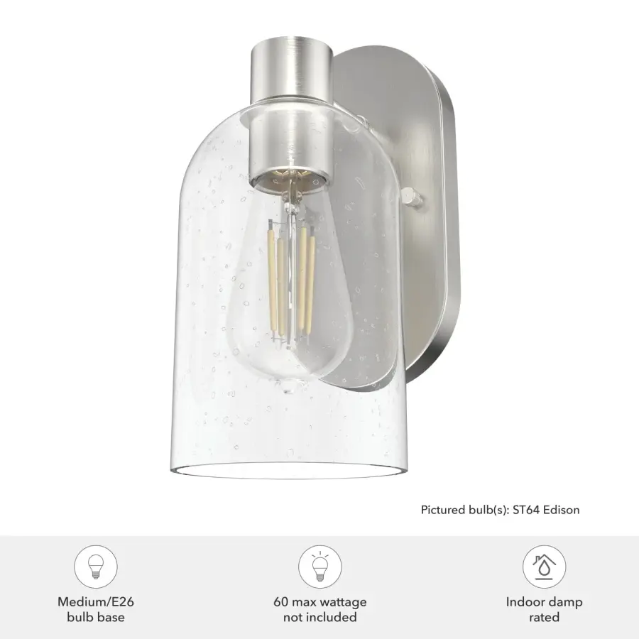 Lochemeade One Light Wall Sconce in Brushed Nickel - Image 6