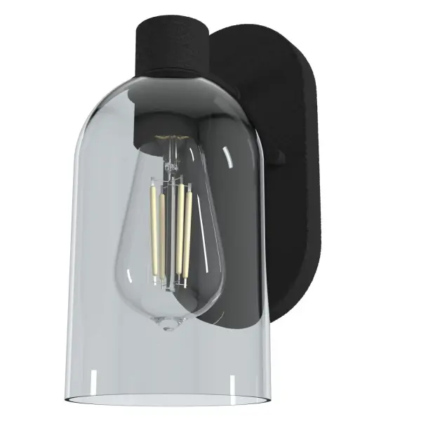 Leonardo DaVinci wrote that simplicity is the ultimate sophistication. The Lochemeade glass wall sconce design exemplifies this, with its modern yet simple form. The modern wall sconce features a striking glass dome in a variety of shades to fit your style. Add it to bathrooms too: It's damp-rated and holds up to humidity in indoor spaces. The option gives you ample opportunity for light output while also showcasing the beautiful glass domes. Rated for indoor spaces exposed to humidity Requires 1 E26 bulbs. Bulbs not included. Mounts Up or Down INDOOR-DAMP RATED: For use in indoor spaces exposed to humidity like bathrooms and laundry rooms. BULB RECOMMENDATION: Maximum 60 W per light bulb or equivalent LED bulb. Bulbs not included. PICTURED HERE: Match our image using ST64 Edison light bulbs. WARRANTY: One-year limited warranty backed by the trusted experts at Hunter.