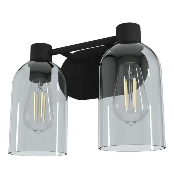 With a simple design and variety of glass finishes, the Lochemeade modern vanity lighting lets you tailor the look of any space. The dome glass embraces minimalism to make a statement without being overpowering. Add it to small bathrooms or bathrooms with double vanities: It's damp-rated and designed to hold up to humidity in indoor spaces. The option gives you ample opportunity for light output while also showcasing the beautiful glass domes. Rated for indoor spaces exposed to humidity Requires 2 E26 bulbs. Bulbs not included. Mounts Up or Down INDOOR-DAMP RATED: For use in indoor spaces exposed to humidity like bathrooms and laundry rooms. BULB RECOMMENDATION: Maximum 60 W per light bulb or equivalent LED bulb. Bulbs not included. PICTURED HERE: Match our image using ST64 Edison light bulbs. WARRANTY: One-year limited warranty backed by the trusted experts at Hunter.