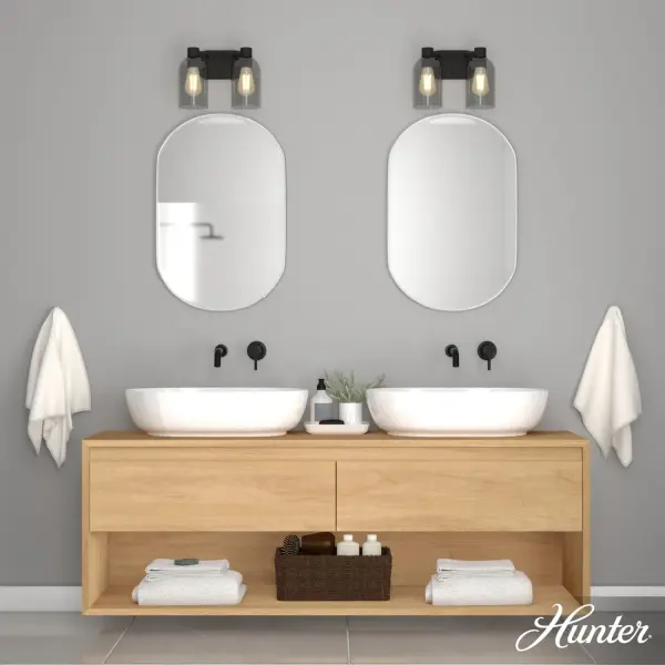 Lochemeade Two Light Bathroom Vanity in Natural Black Iron - Image 2