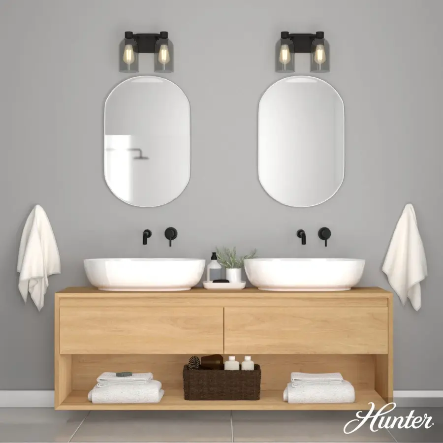 Lochemeade Two Light Bathroom Vanity in Natural Black Iron - Image 2