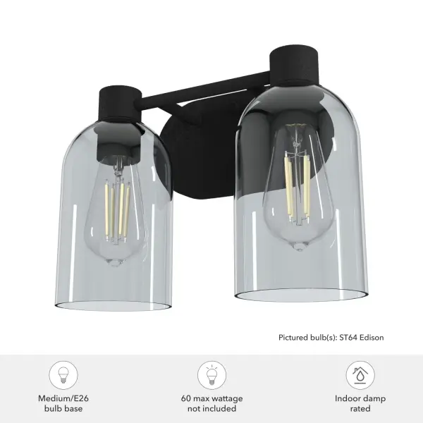Lochemeade Two Light Bathroom Vanity in Natural Black Iron - Image 3