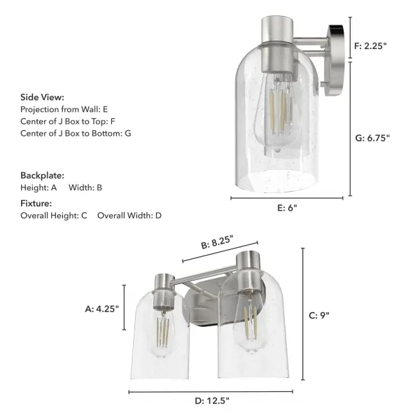 Lochemeade Two Light Bathroom Vanity in Brushed Nickel - Image 7
