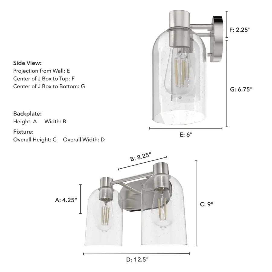 Lochemeade Two Light Bathroom Vanity in Brushed Nickel - Image 7