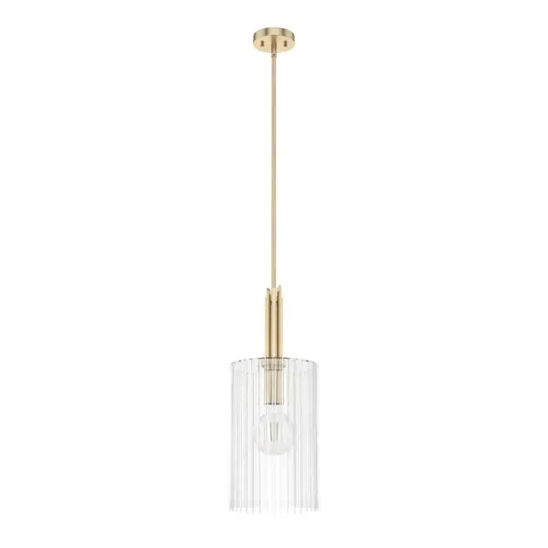 Have enchanted evenings as you entertain your guest under the lights of the Gatz pendant. Hang two or three over your kitchen island for a spectacular effect. The metal and fluted glass in a single pendant add a touch of glam to your space. You don't have to stop with this one! The Gatz collection has a fixture that will fit any room. Rated for indoor use only Requires 1 E26 bulbs. Bulbs not included. MADE FOR INDOORS: For use in indoor spaces like kitchens, bedrooms, living rooms, dining rooms, and entryways. BULB RECOMMENDATION: Maximum 60 W per light bulb or equivalent LED bulb. Bulbs not included. PICTURED HERE: Match our image using A19 Standard light bulbs. CUSTOMIZABLE HANGING OPTIONS: With the minimum required downrod, the hanging length is 32.25 inches. When using all of the included downrod, the maximum hanging length is 80 inches. WARRANTY: One-year limited warranty backed by the trusted experts at Hunter.