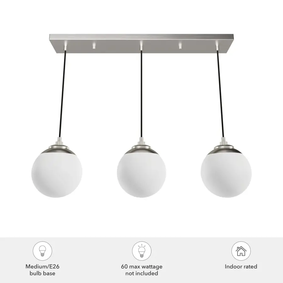 Hepburn Three Light Linear Pendant in Brushed Nickel - Image 3