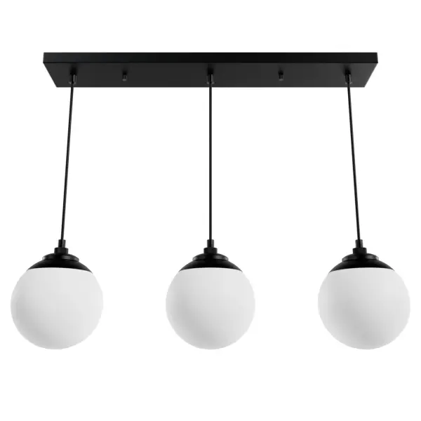 Add a touch of glamour to your dining experience with the Hepburn linear chandelier. Over your dining table or island countertop, this 1920's inspired light fixture with cased white glass orbs will brighten your nights with a lovely glow. There are finishes to suit many tastes. We are sure you will find a perfect fit with this light and other lights from the Hepburn Collection. You can also mix and match throughout your home with other Hunter collections. Rated for indoor use only Requires 3 E26 bulbs. Bulbs not included. MADE FOR INDOORS: For use in indoor spaces like kitchens, bedrooms, living rooms, dining rooms, and entryways. BULB RECOMMENDATION: Maximum W per light bulb or equivalent LED bulb. Bulbs not included. CUSTOMIZABLE HANGING OPTIONS: With the minimum required cord, the hanging length is inches. When using all of the included cord, the maximum hanging length is inches. WARRANTY: One-year limited warranty backed by the trusted experts at Hunter. - alternate view