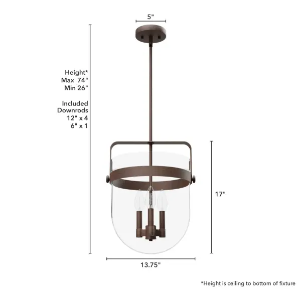 Karloff Three Light Pendant in Textured Rust - Image 12