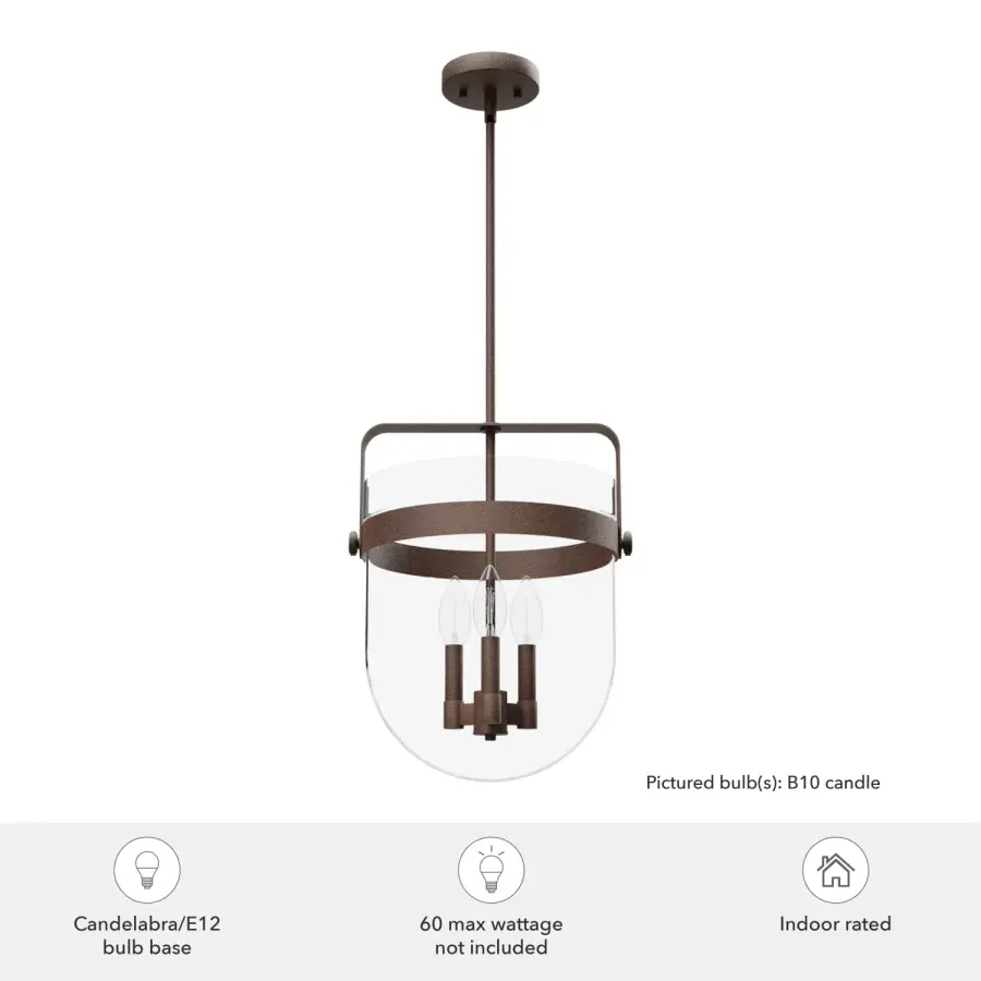 Karloff Three Light Pendant in Textured Rust - Image 9