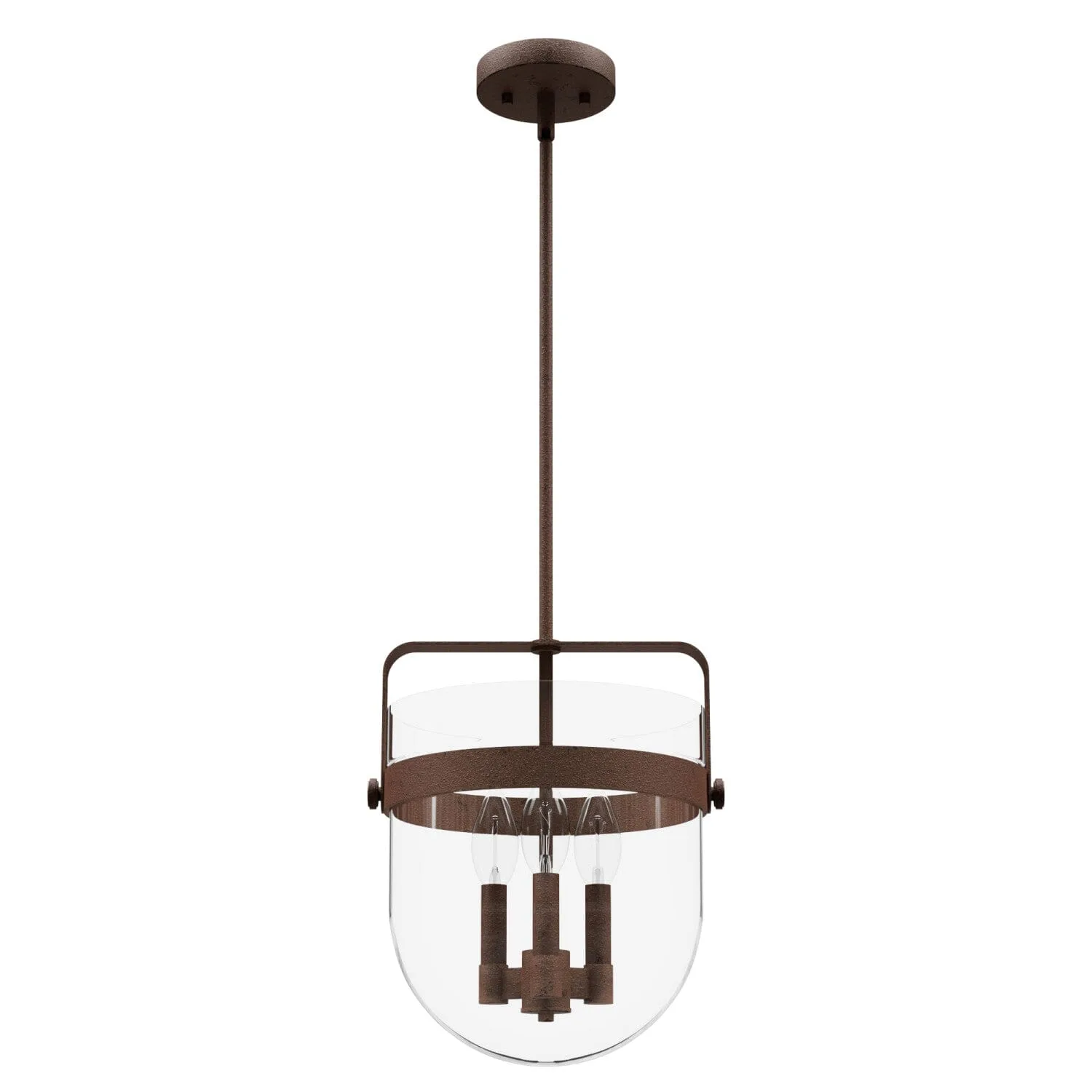 Karloff Three Light Pendant in Textured Rust