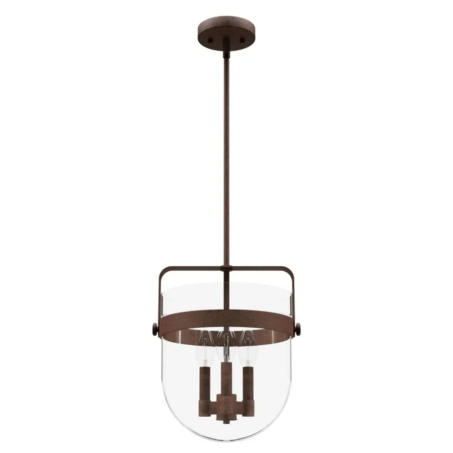 Karloff Three Light Pendant in Textured Rust - Image 1