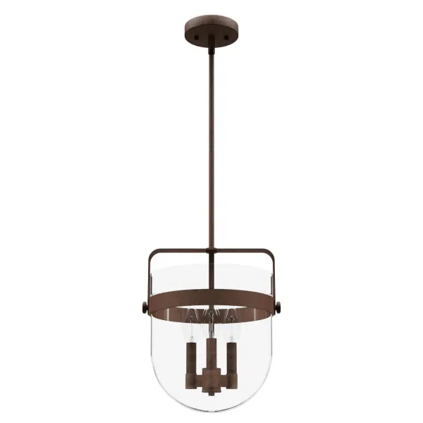 No need to fret over the perfect lighting for your kitchen or dining room. The Karloff pendant fits perfectly with almost any decor. The genius design of this metal and a bell-shaped glass of the Karloff collection will be the bell of the ball that lights up all of your spaces. Mix and match with other fixtures from this collection or from our ceiling fan designs. Rated for indoor use only Requires 3 E12 bulbs. Bulbs not included. MADE FOR INDOORS: For use in indoor spaces like kitchens, bedrooms, living rooms, dining rooms, and entryways. BULB RECOMMENDATION: Maximum W per light bulb or equivalent LED bulb. Bulbs not included. PICTURED HERE: Match our image using B10 Candle light bulbs. CUSTOMIZABLE HANGING OPTIONS: With the minimum required downrod, the hanging length is 23 inches. When using all of the included downrod, the maximum hanging length is 71 inches. WARRANTY: One-year limited warranty backed by the trusted experts at Hunter.