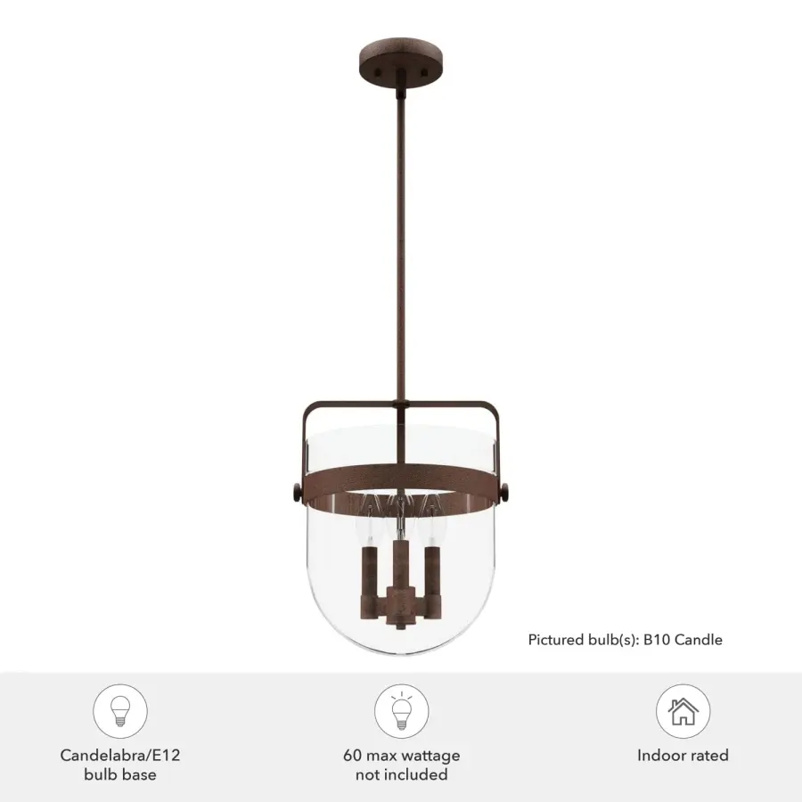 Karloff Three Light Pendant in Textured Rust - Image 7