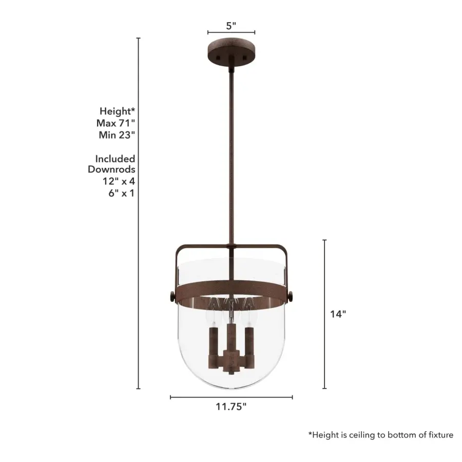 Karloff Three Light Pendant in Textured Rust - Image 10