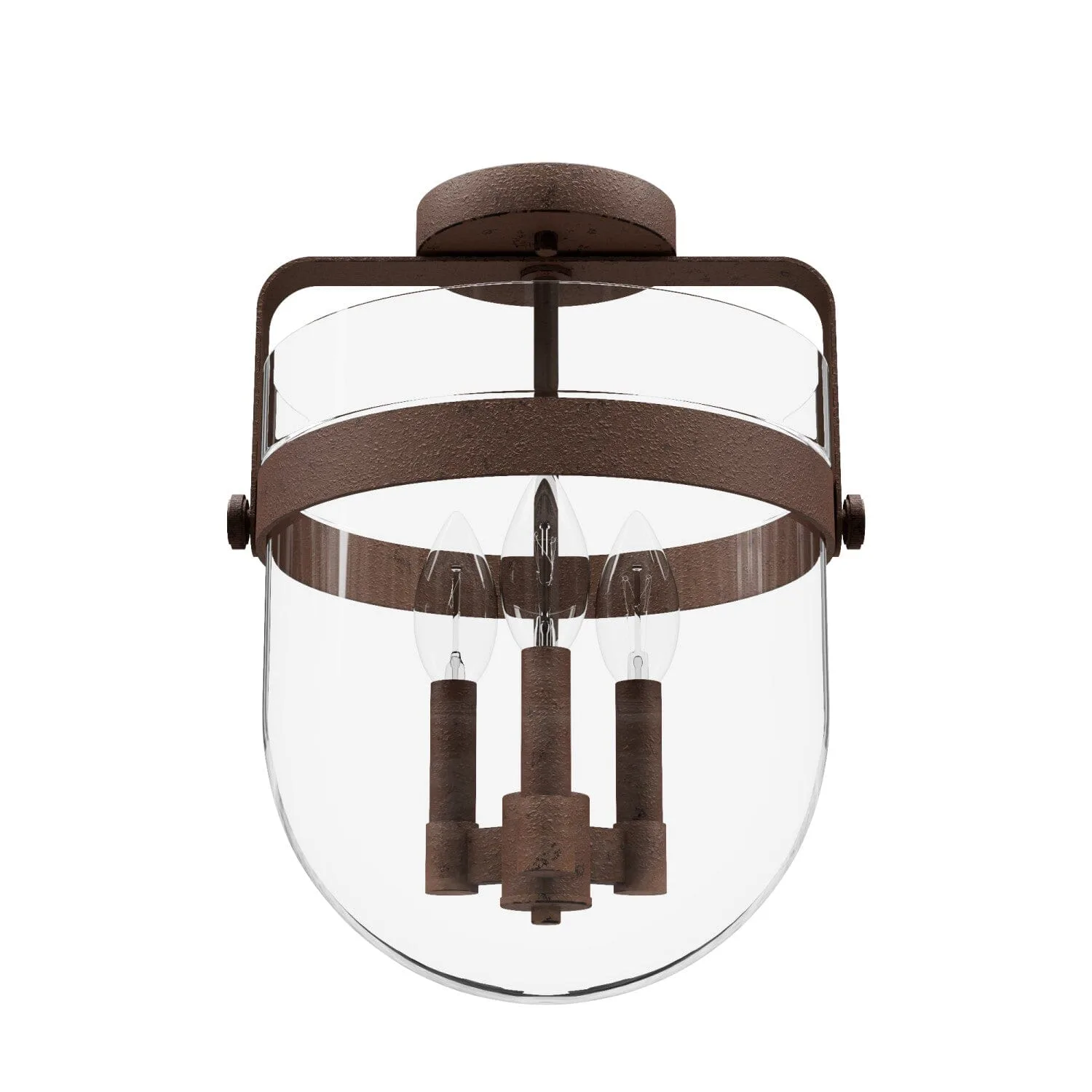 Karloff Three Light Semi-Flush Mount in Brushed Nickel
