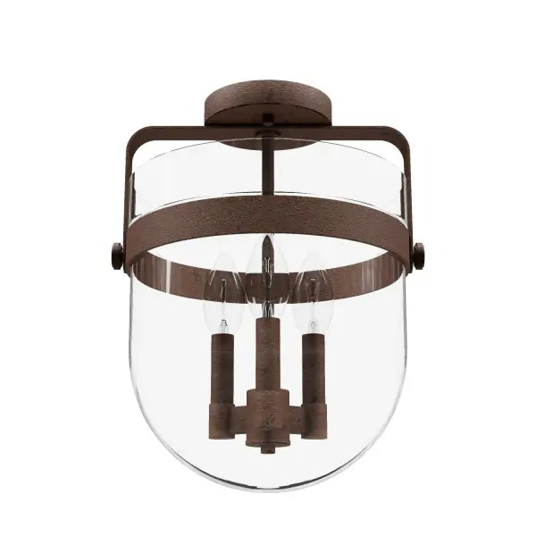 Karloff Three Light Semi-Flush Mount in Textured Rust - Image 11