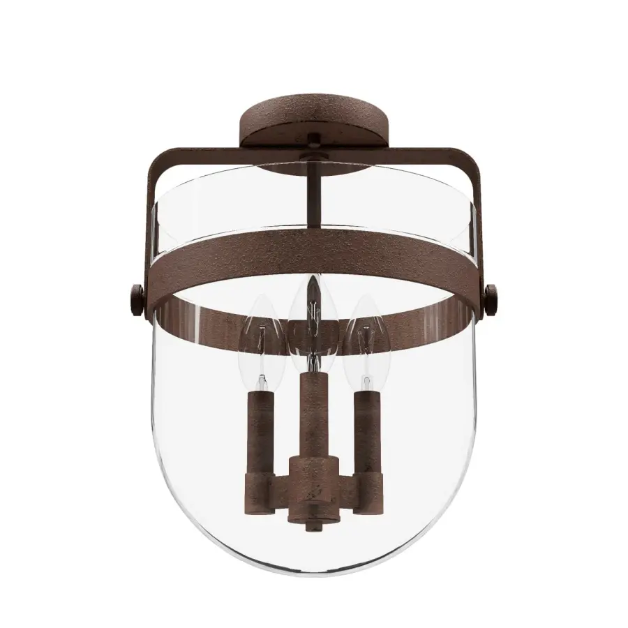 Karloff Three Light Semi-Flush Mount in Textured Rust - Image 11
