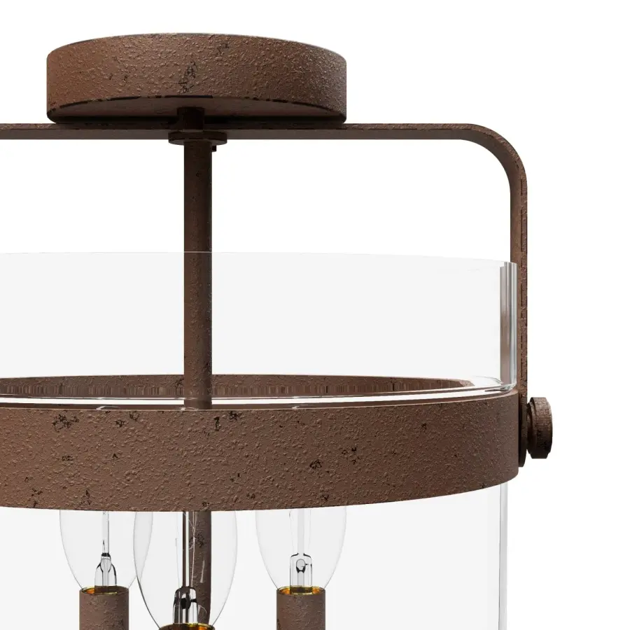 Karloff Three Light Semi-Flush Mount in Textured Rust - Image 14
